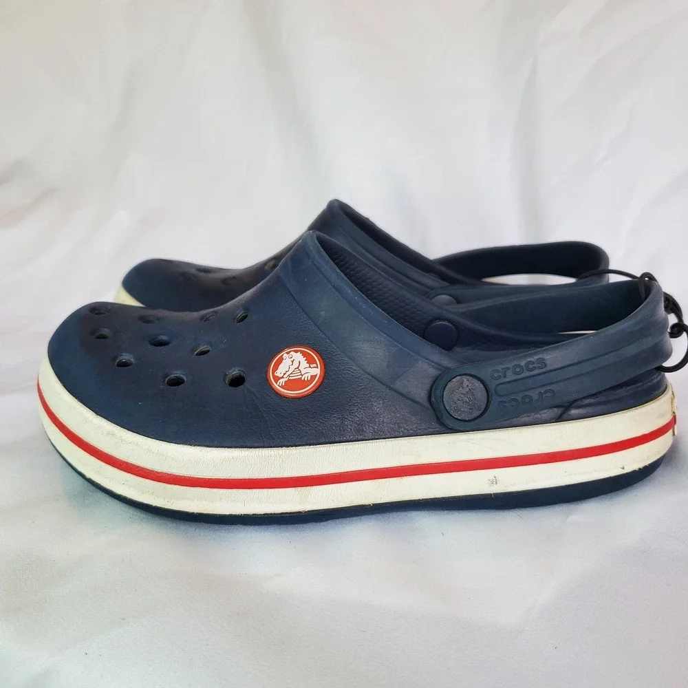 Crocs Crocband Casual Sports Clogs Kids Navy Blue Slip-On Slingback Size C 12/13
